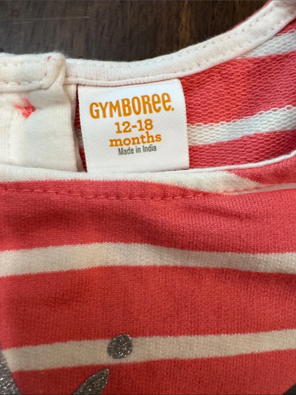 Gymboree Coral and White Striped Panda Long-Sleeve Dress with Glitter Crown